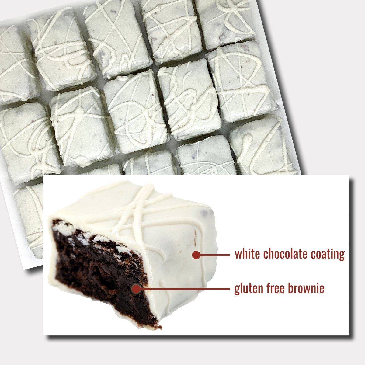 Gluten-Free White Chocolate Brownie Bites - Nettie's Craft Brownies