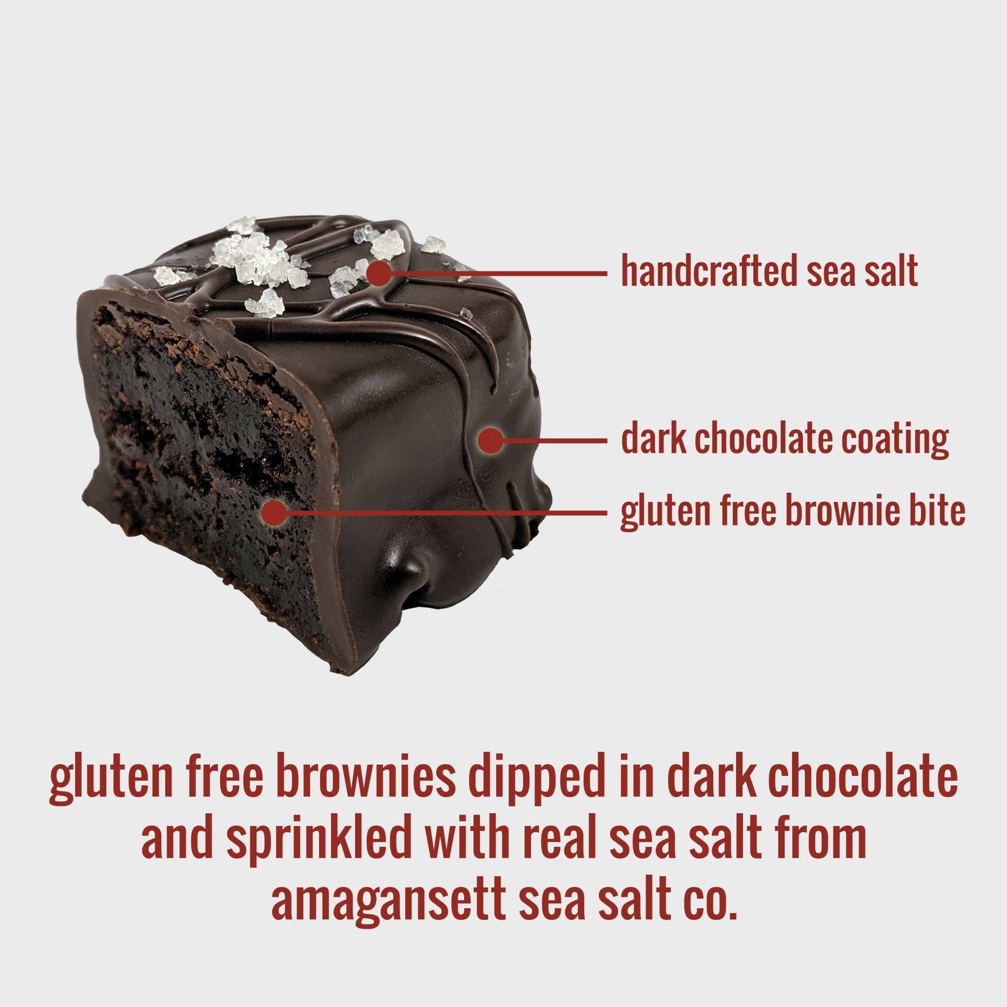 Gluten-Free Sea Salt Brownie Bites - Nettie's Craft Brownies